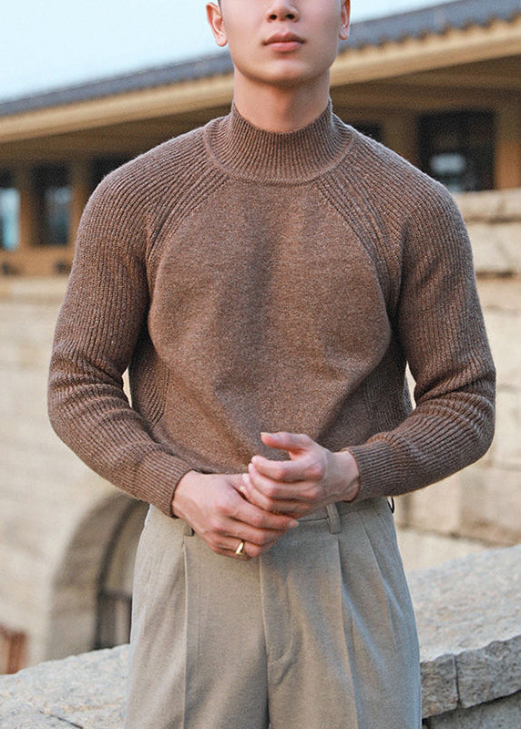 Simple Apricot Turtleneck Cozy Knit Sweater Tops Winter