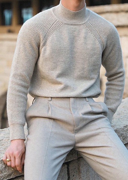 Simple Apricot Turtleneck Cozy Knit Sweater Tops Winter
