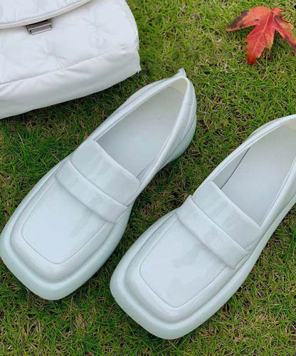 Simple Baby Blue Faux Leather Splicing Platform Flat Feet Shoes
