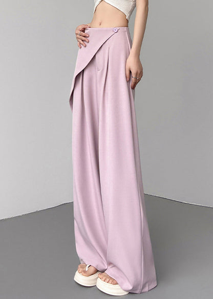 Simple Beige High Waist Patchwork Wide Leg Pants Summer