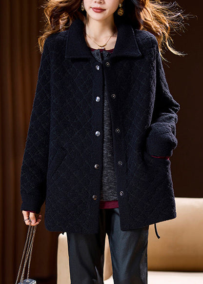 Simple Beige Pockets Button Woolen Coats Spring