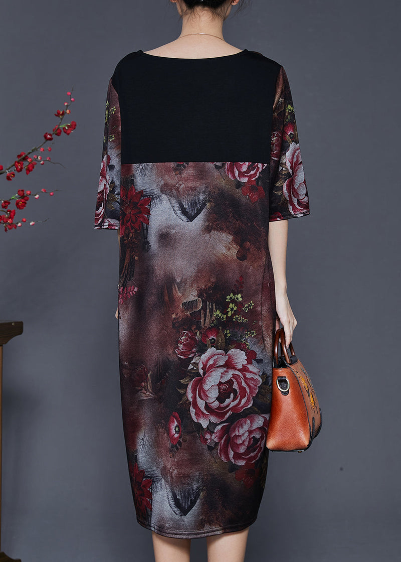 Simple Black Asymmetrical Patchwork Side Open Chiffon Dresses Summer
