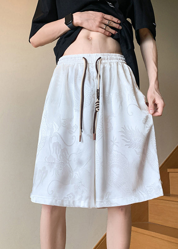 Simple Black Lace Up Elastic Waist Summer Shorts