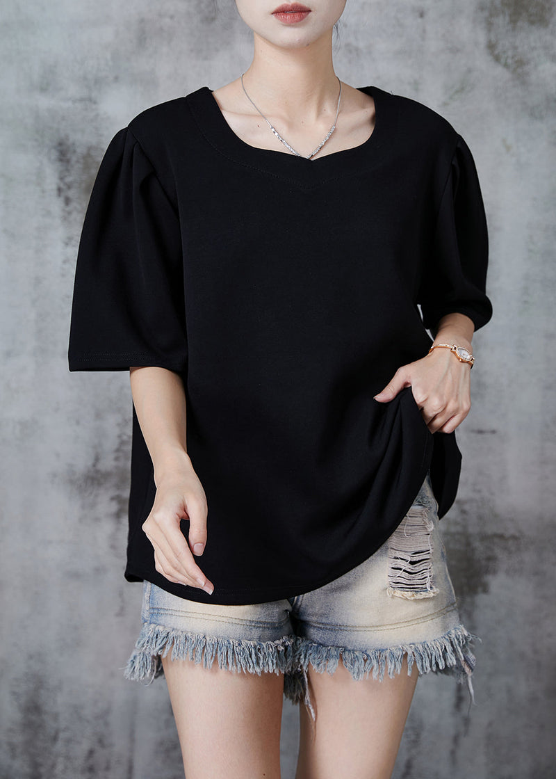 Simple Black O-neck Oversized Cotton Tanks Summer