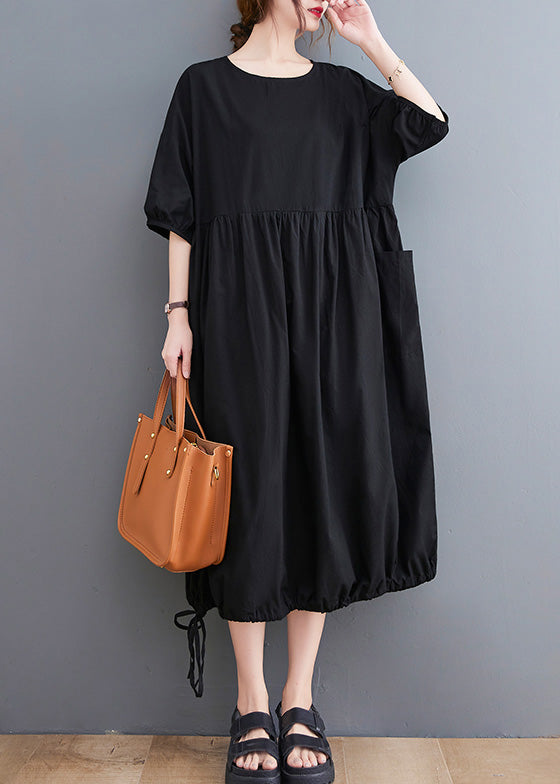 Simple Black Patchwork Vacation Long Dresses Summer