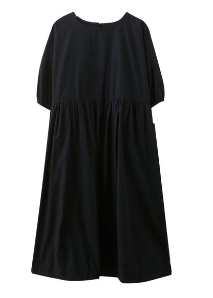 Simple Black Patchwork Vacation Long Dresses Summer