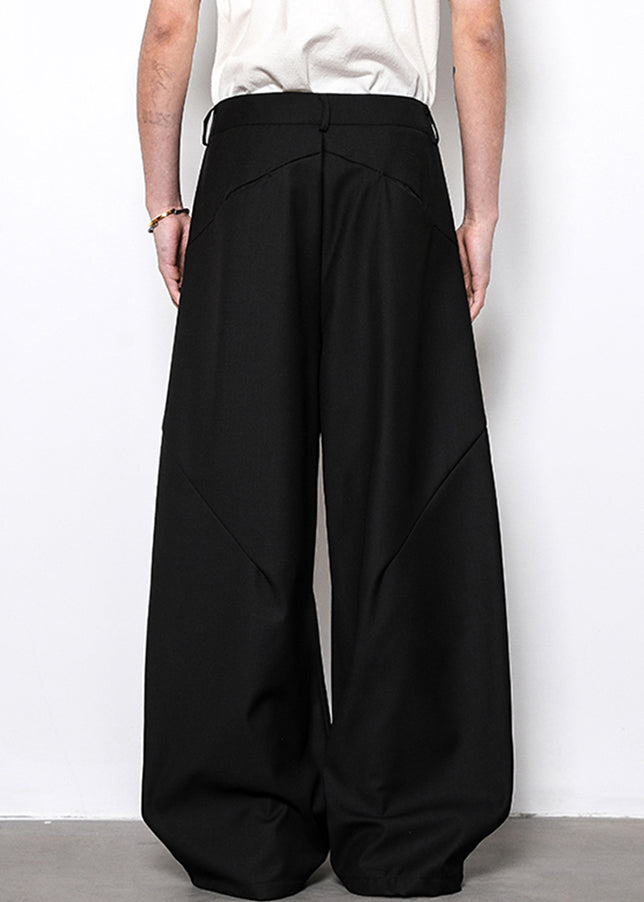 Simple Black Pockets High Waist Cotton Pants Summer