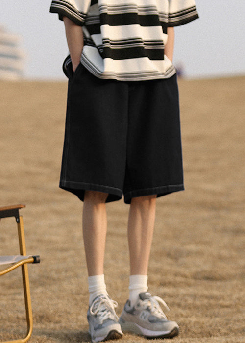 Simple Black Pockets High Waist Shorts Summer