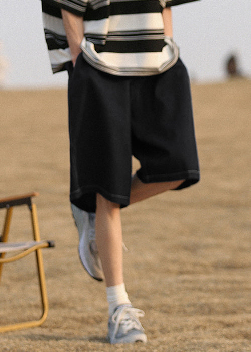 Simple Black Pockets High Waist Shorts Summer