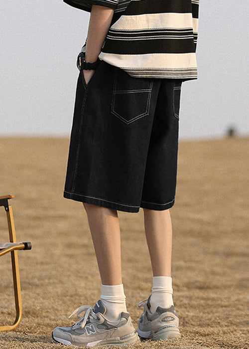 Simple Black Pockets High Waist Shorts Summer