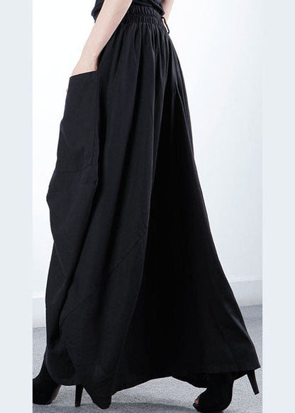 Simple Black Pockets Patchwork Asymmetrical Design Winter Skirt