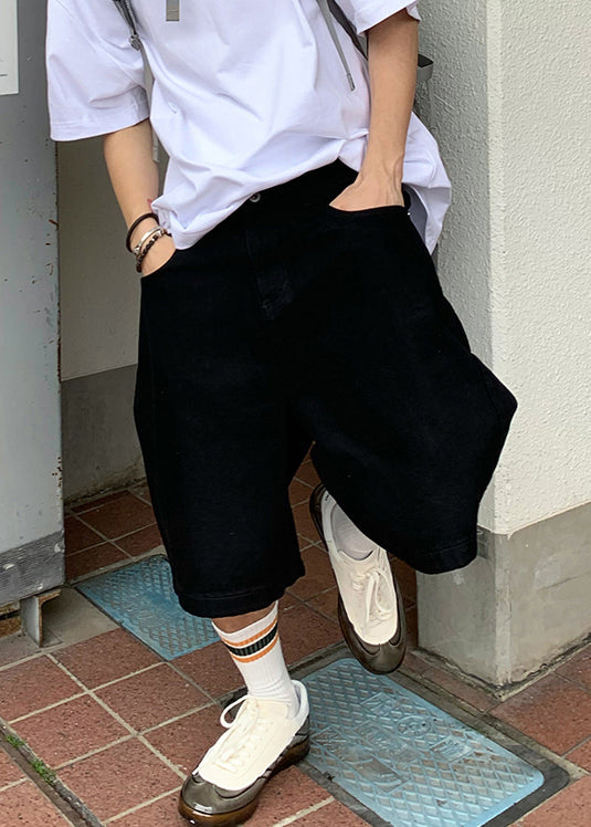 Simple Black Pockets Pants High Waist Summer