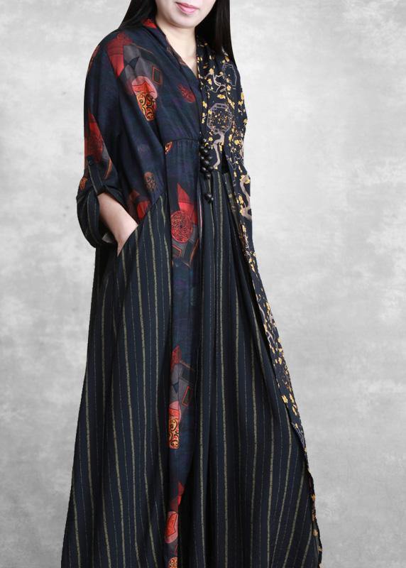 Luxy Black Linen Dress Long Caftan Gown
