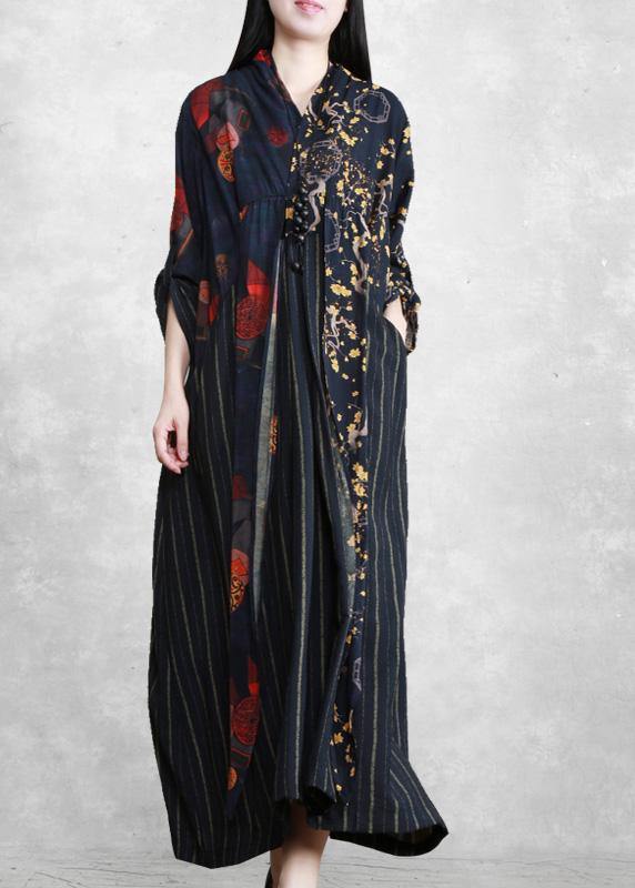 Luxy Black Linen Dress Long Caftan Gown