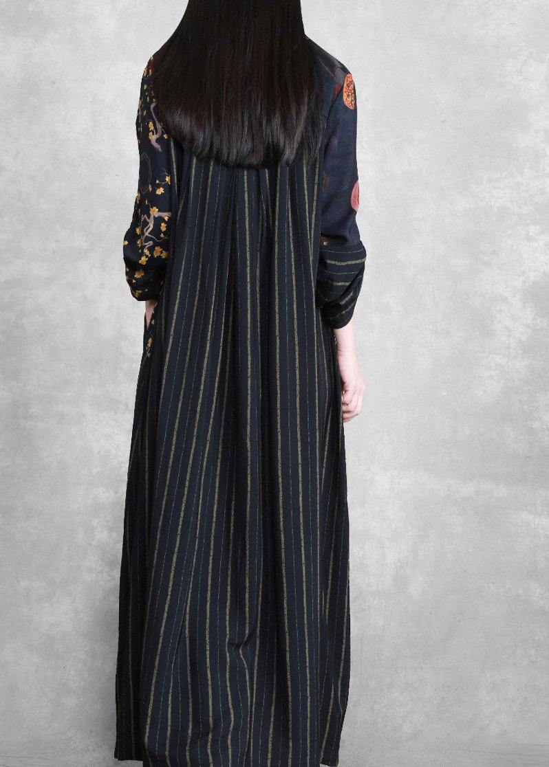 Luxy Black Linen Dress Long Caftan Gown