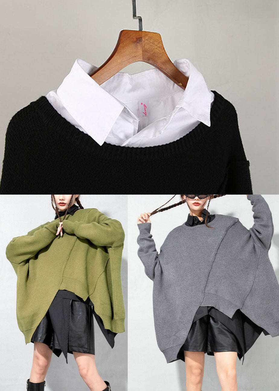 Simple Black Cozy Knit Sweater Spring