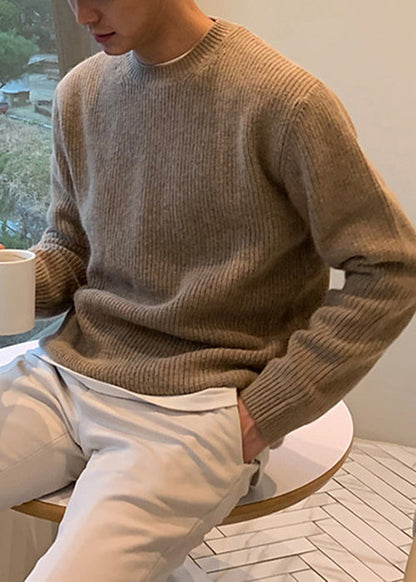 Simple Blue O Neck Knit Sweaters Spring