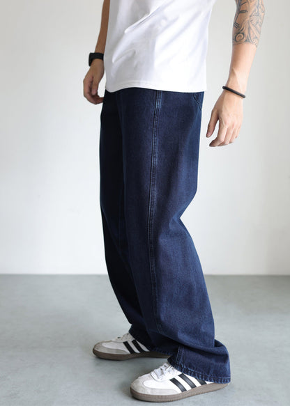 Simple Blue Pockets High Waist Denim Pants Fall