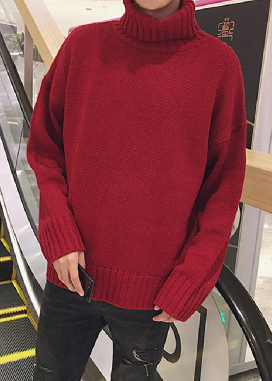 Simple Caramel Turtleneck Knit Sweaters Winter