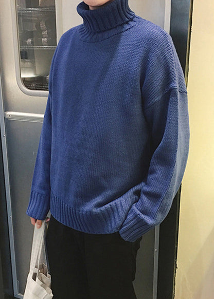 Simple Caramel Turtleneck Knit Sweaters Winter