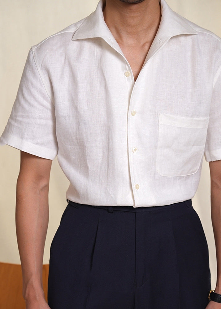 Simple Coffee Peter Pan Collar Button Linen Shirts Summer