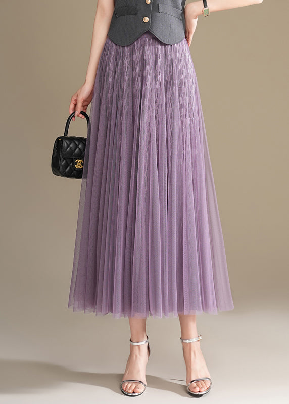 Simple Coffee Wrinkled Wear on Both Sides Tulle Skirt Spring