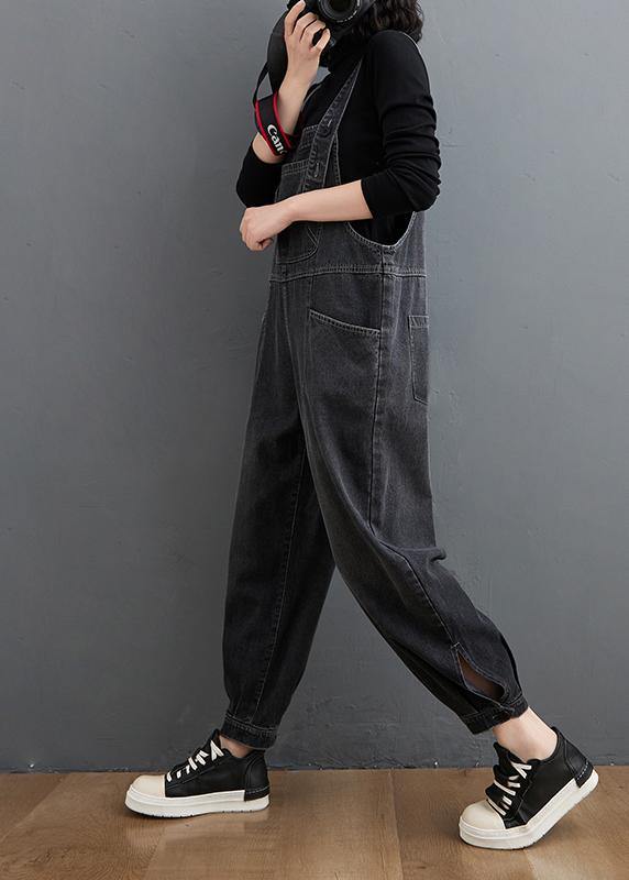Simple Denim Black Pants Unique Spring Jumpsuit Pants