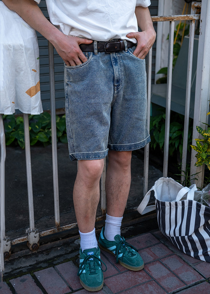 Simple Denim Blue Pockets High Waist Shorts Summer