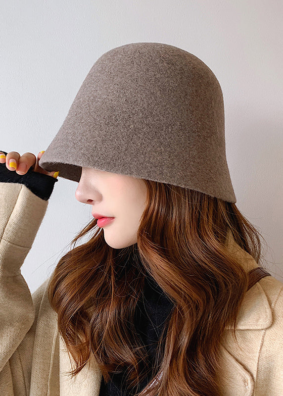 Simple Versatile Coffee Woolen Bucket Hat