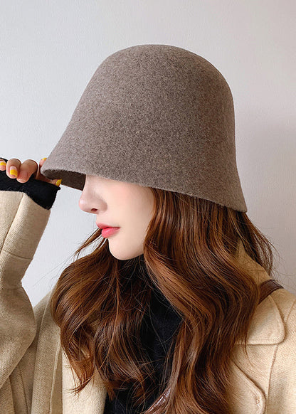 Simple Versatile Coffee Woolen Bucket Hat