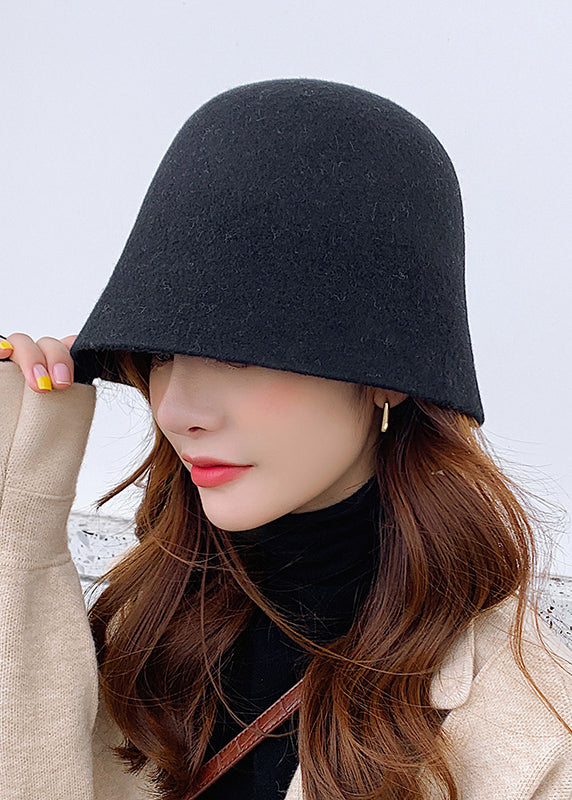 Simple Versatile Coffee Woolen Bucket Hat