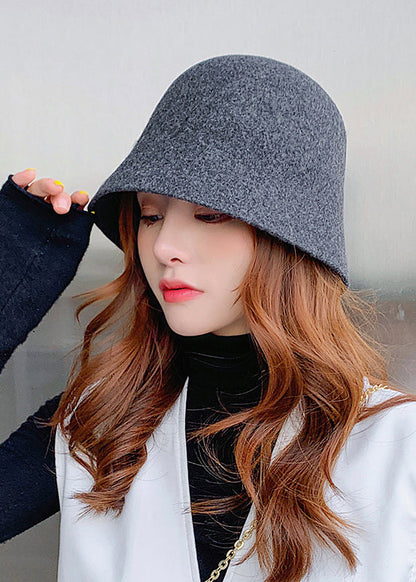 Simple Versatile Coffee Woolen Bucket Hat