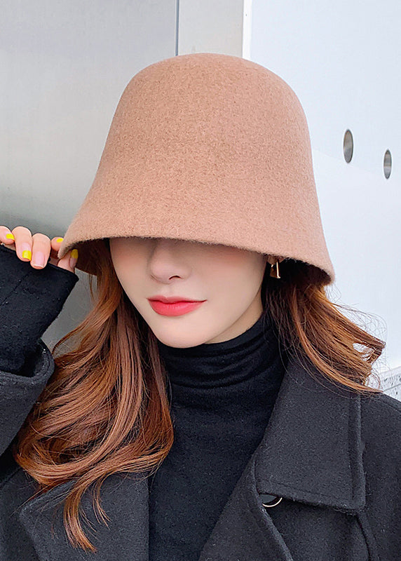 Simple Versatile Coffee Woolen Bucket Hat