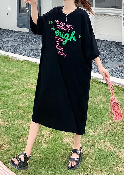 Simple Green O-neck Cotton Summer Dresses
