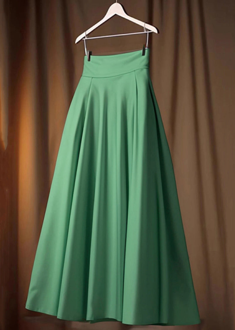 Simple Green High Waist Cotton Skirt Spring