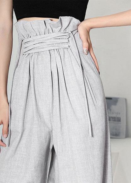 Simple Grey High Waist Wide Leg Pants
