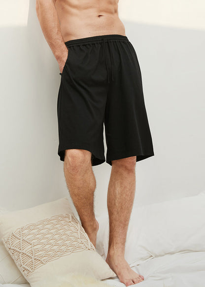 Simple Grey Pockets Elastic Waist Cotton Shorts Summer