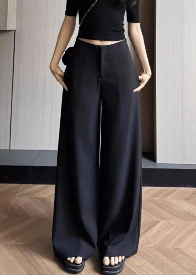 Simple Khaki Pockets High Waist Spandex Pants Summer
