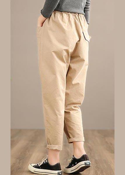 Simple Khaki Trousers Slim Spring Elastic Waist Wardrobes Pant