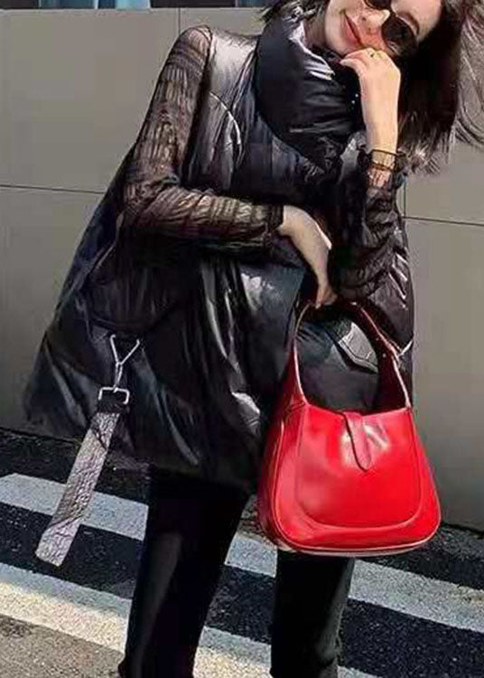 Simple Khaki Loose Zippered Winter Sleeveless Puffer Vest