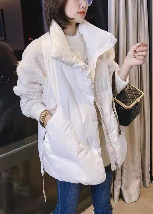 Simple Khaki Loose Zippered Winter Sleeveless Puffer Vest