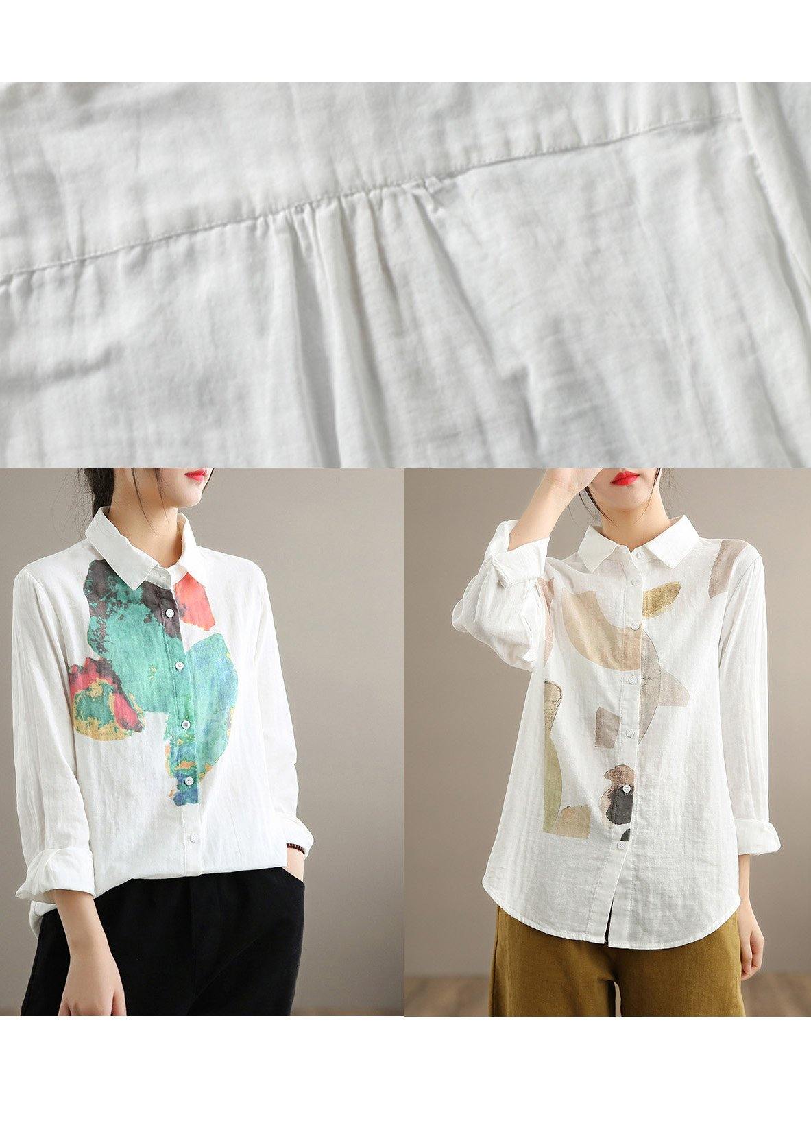 Simple Lapel Cinched Spring Clothes Khaki Print Top