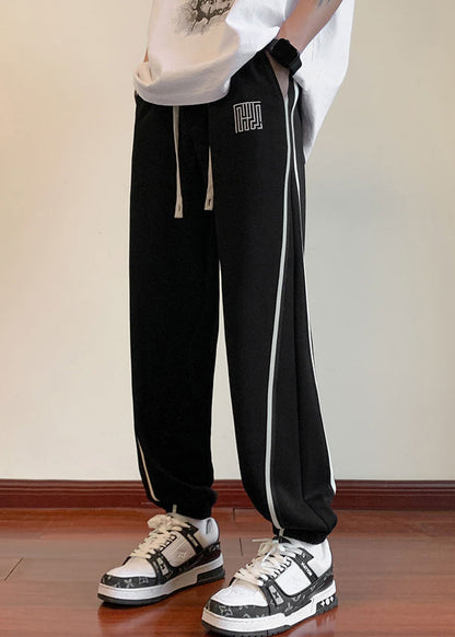 Simple Light Grey Pockets Drawstring Warm Fleece Beam Pants Spring