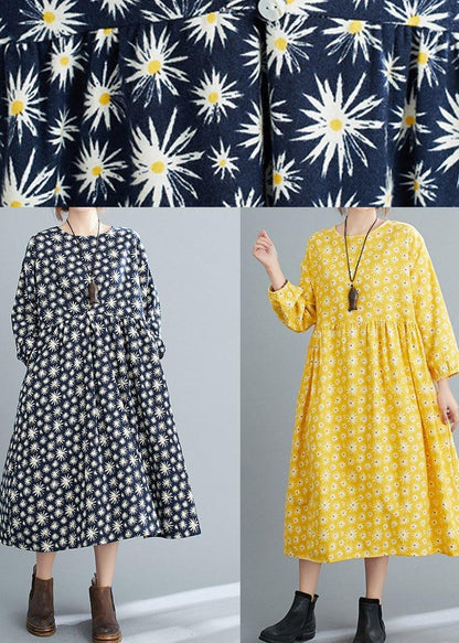 Simple O Neck Cinched Spring Dresses Runway Navy Kaftan Dress