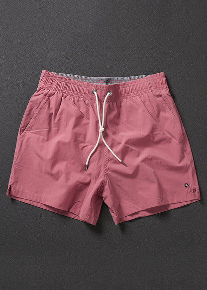 Simple Pink Pockets Elastic Waist Cotton Shorts Summer