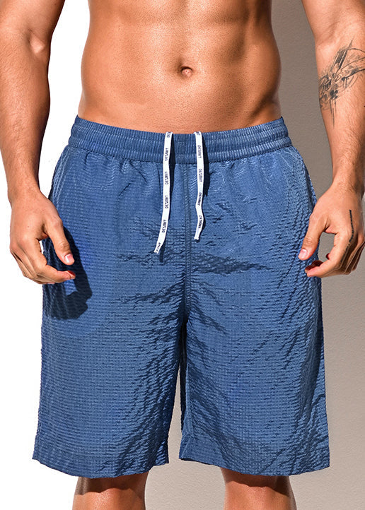 Simple Purple Pockets Elastic Waist Shorts Summer