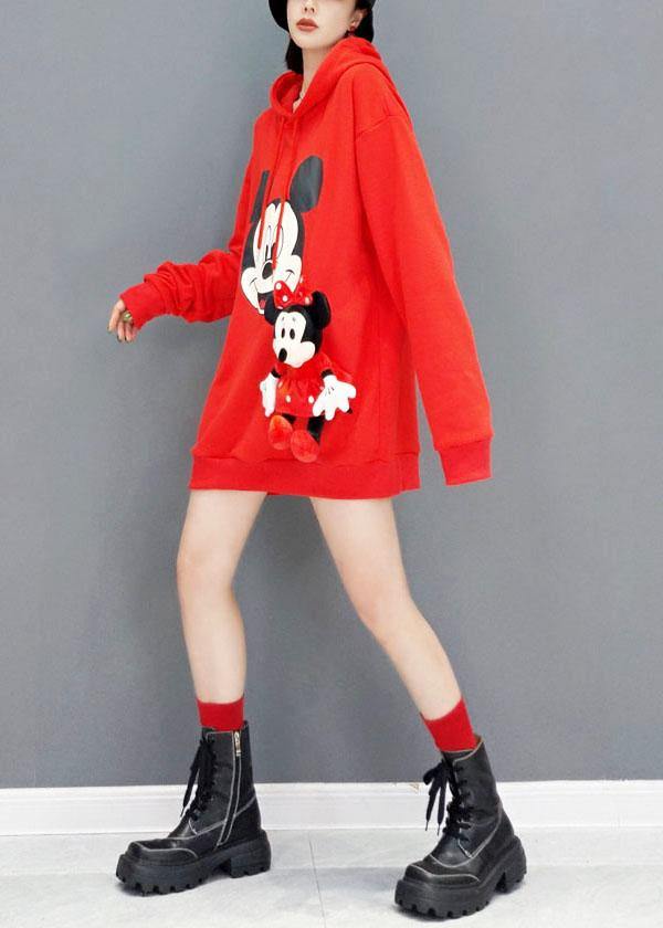 Christmas Red Loose Fall Sweatshirt Street Wear