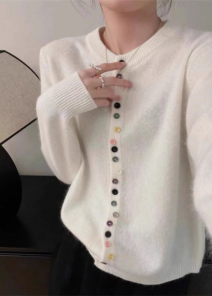 Simple Red O Neck Button Woolen Coats Spring