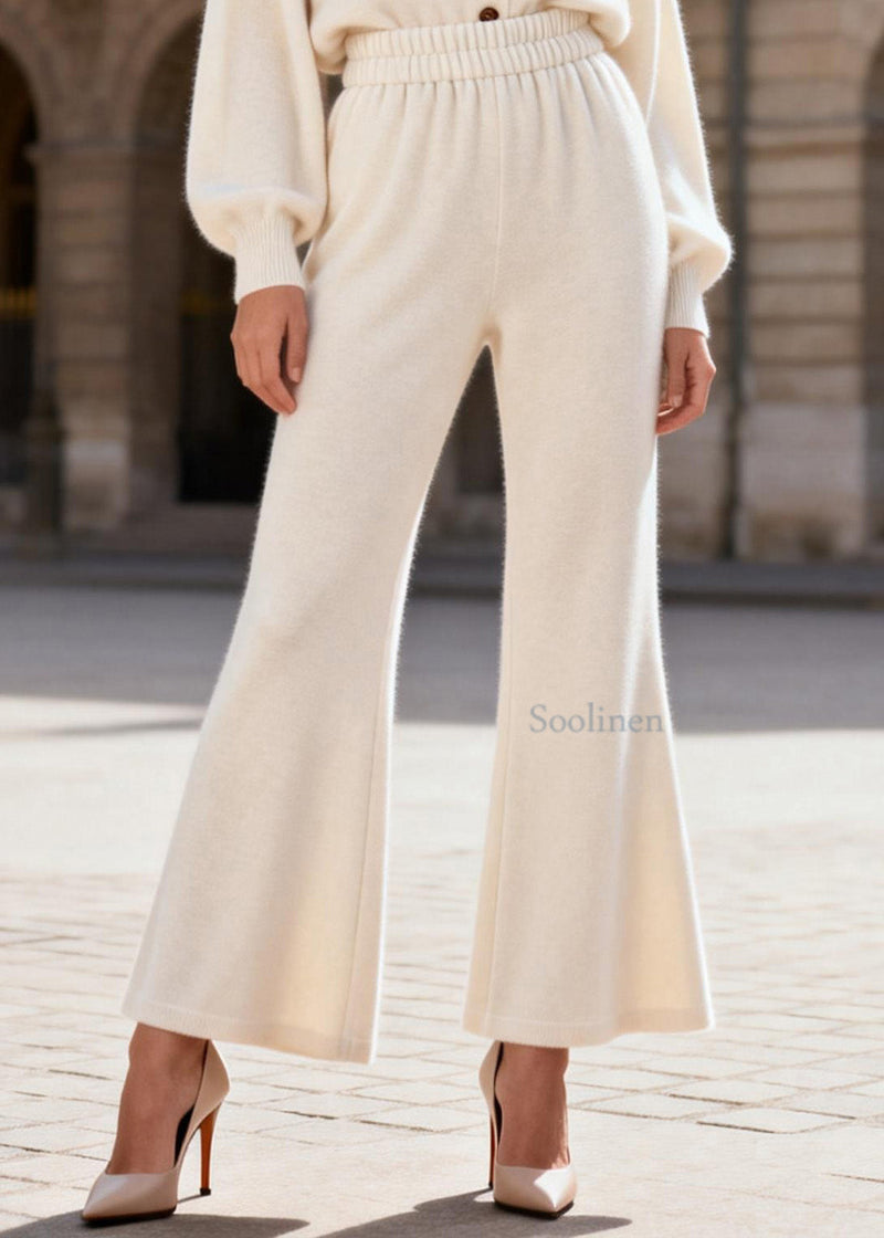 Simple V Neck Top and Pants Knit Sets 2 Pieces Spring
