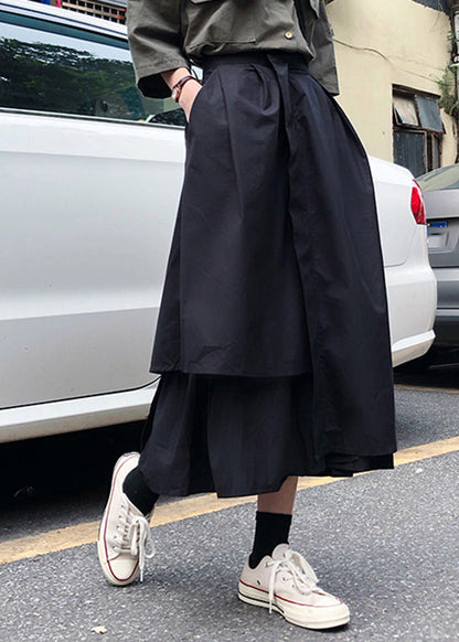 Simple White Asymmetrical Patchwork High Waist a Line Skirt